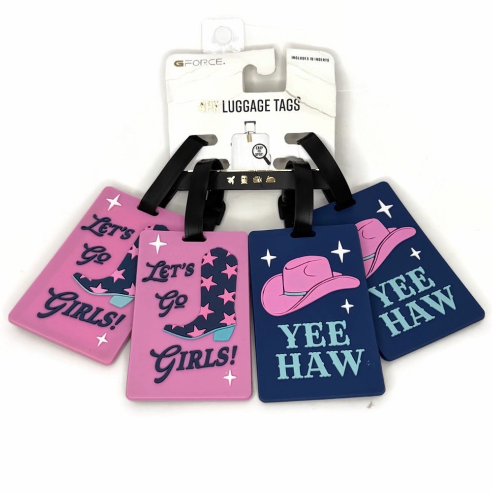 G Force Western Blue Pink Cowboy Cowgirl Luggage Bag Tags